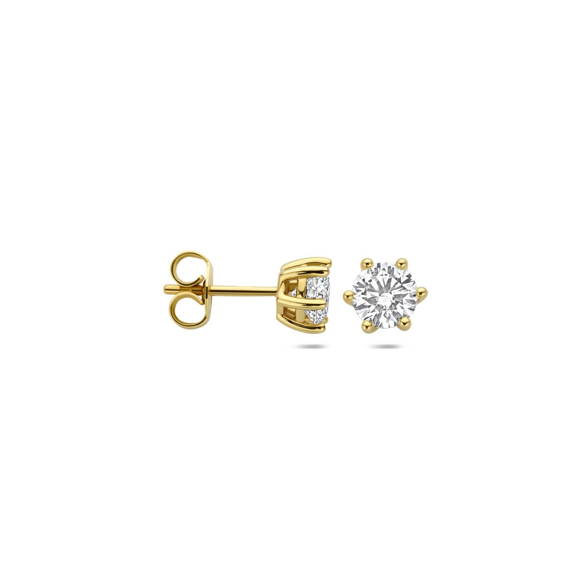 Pendientes de botón de oro con diamante cultivado en laboratorio – 14k oro amarillo