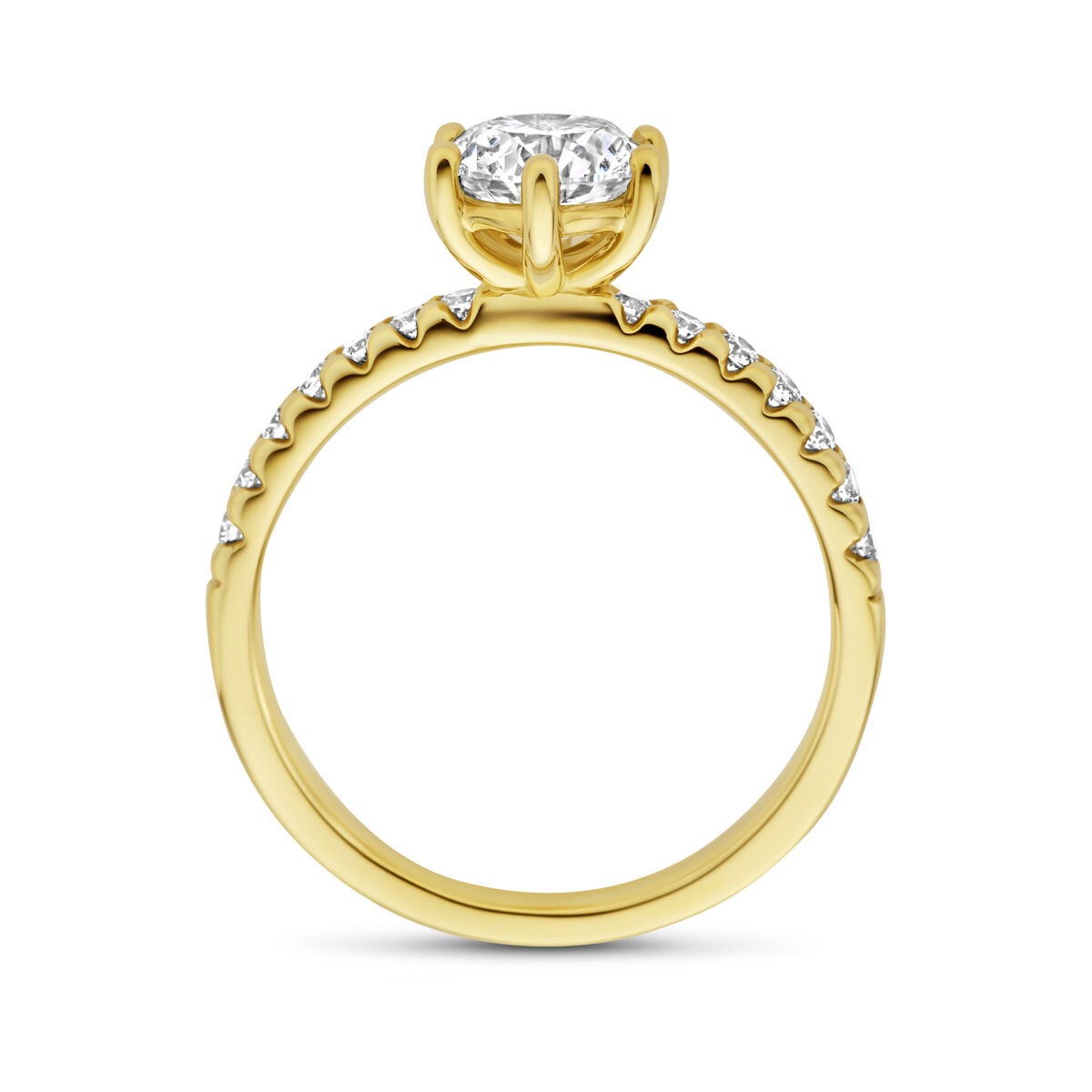 Anillo de mujer en oro amarillo con diamante cultivado en laboratorio – 14k oro amarillo