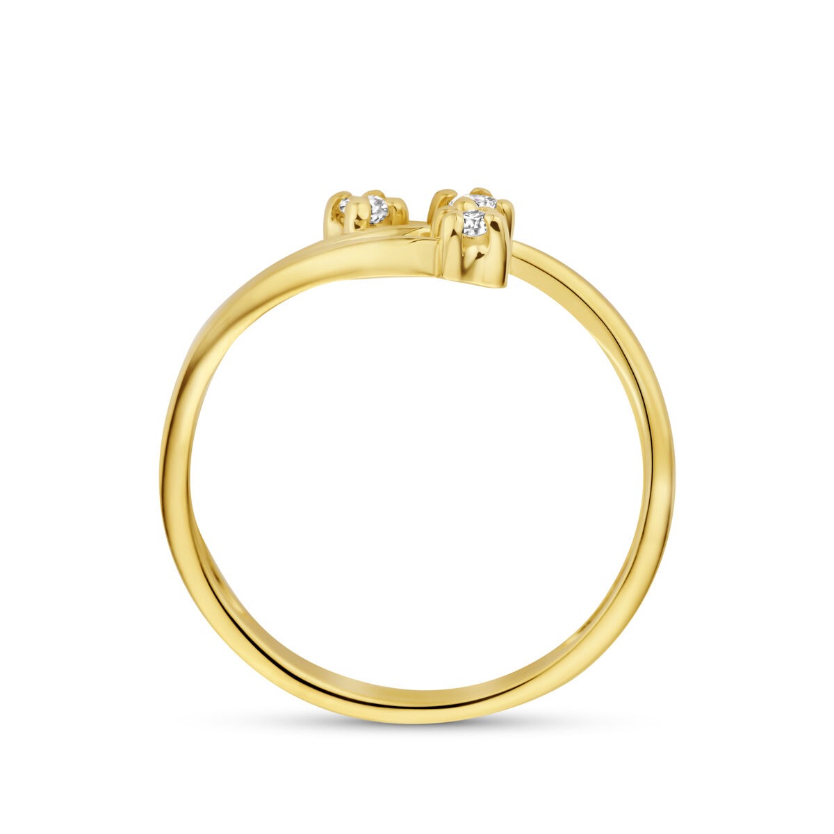 Anillo de oro amarillo de 14k con diamante cultivado en laboratorio