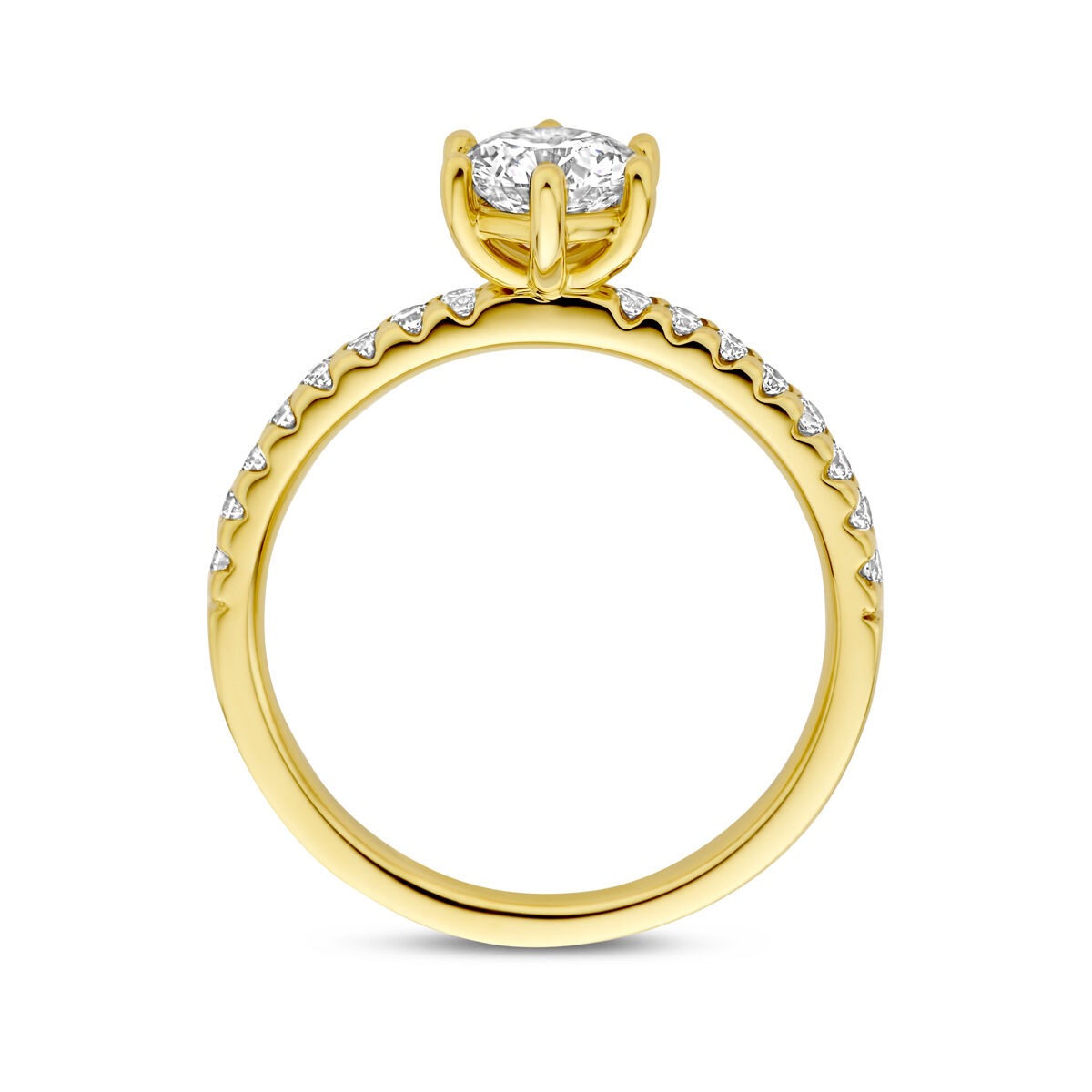 Anillo de mujer en oro amarillo con diamante cultivado en laboratorio – 14k oro amarillo