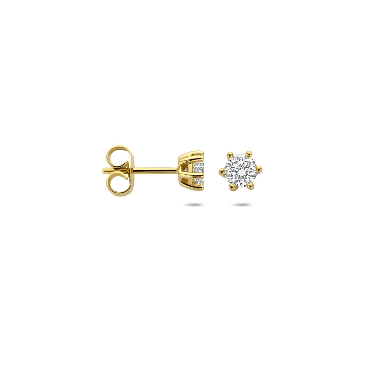Pendientes de botón de oro con diamante cultivado en laboratorio – 14k oro amarillo