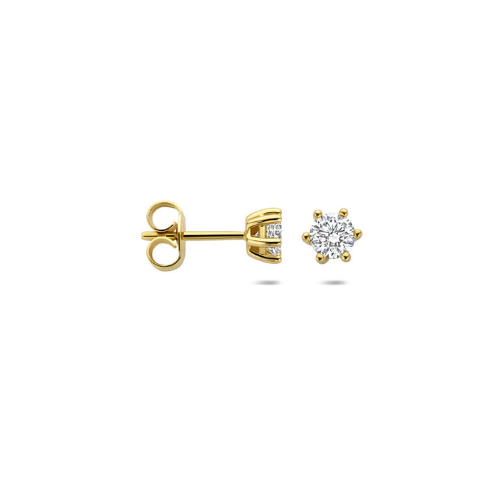Gouden oorknopjes met lab grown diamant – 14k geelgoud
