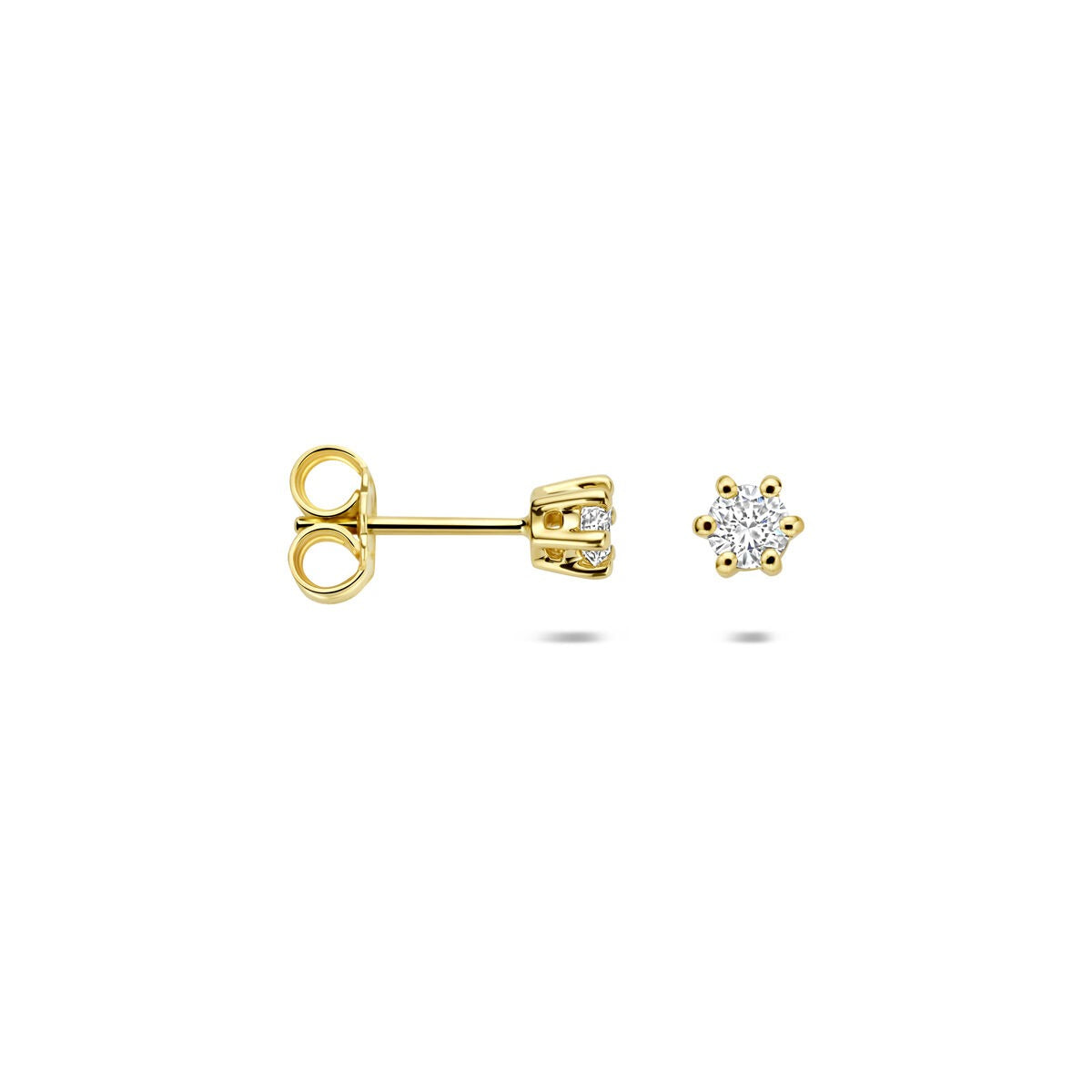 Pendientes de botón de oro amarillo con diamante cultivado en laboratorio
