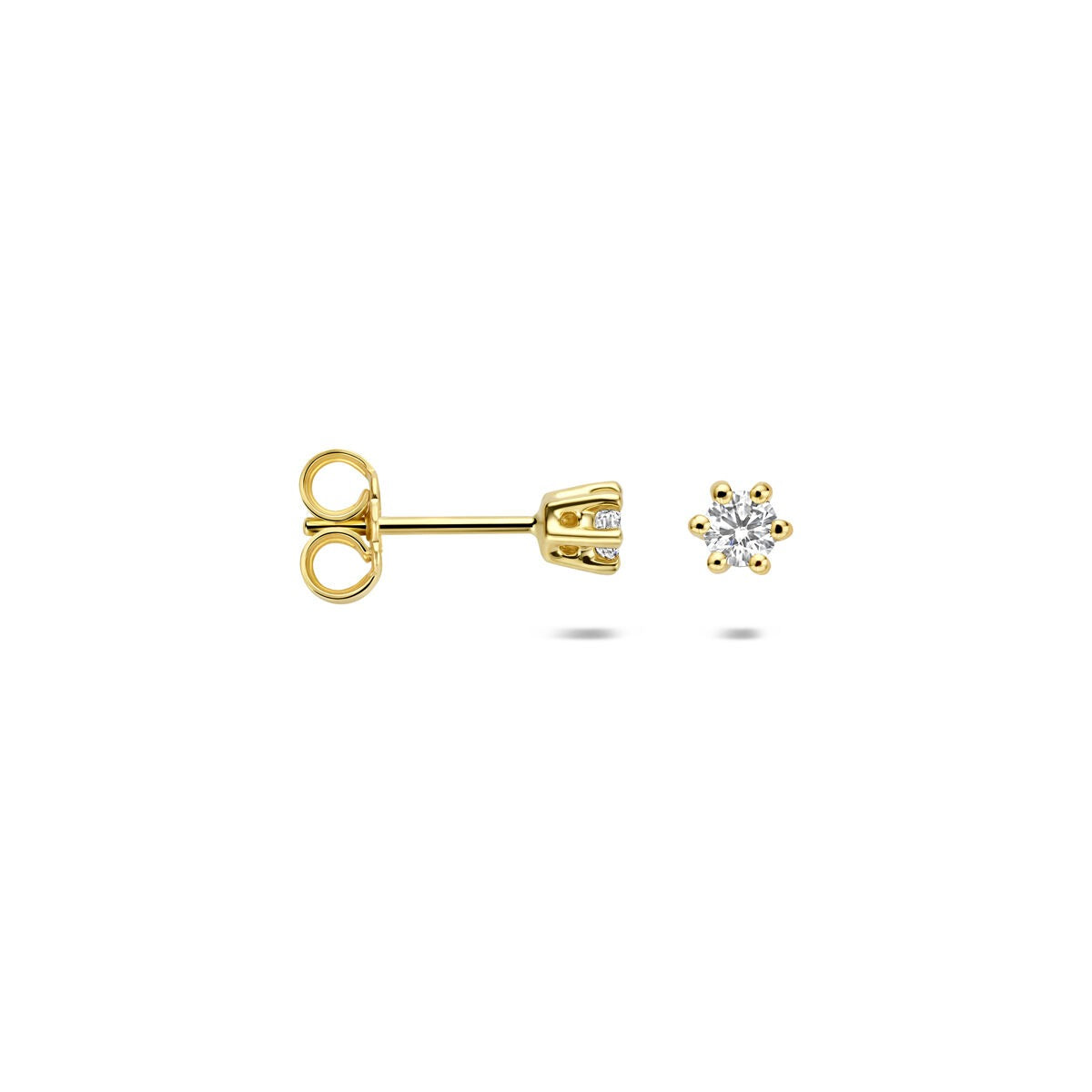 Pendientes de botón de oro amarillo con diamante cultivado en laboratorio