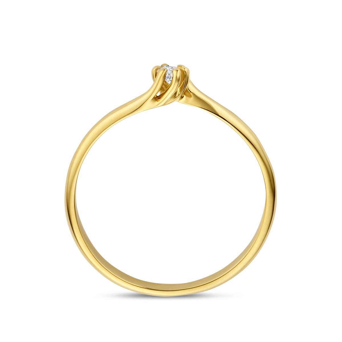 Anillo de oro amarillo de 14k con diamante cultivado en laboratorio