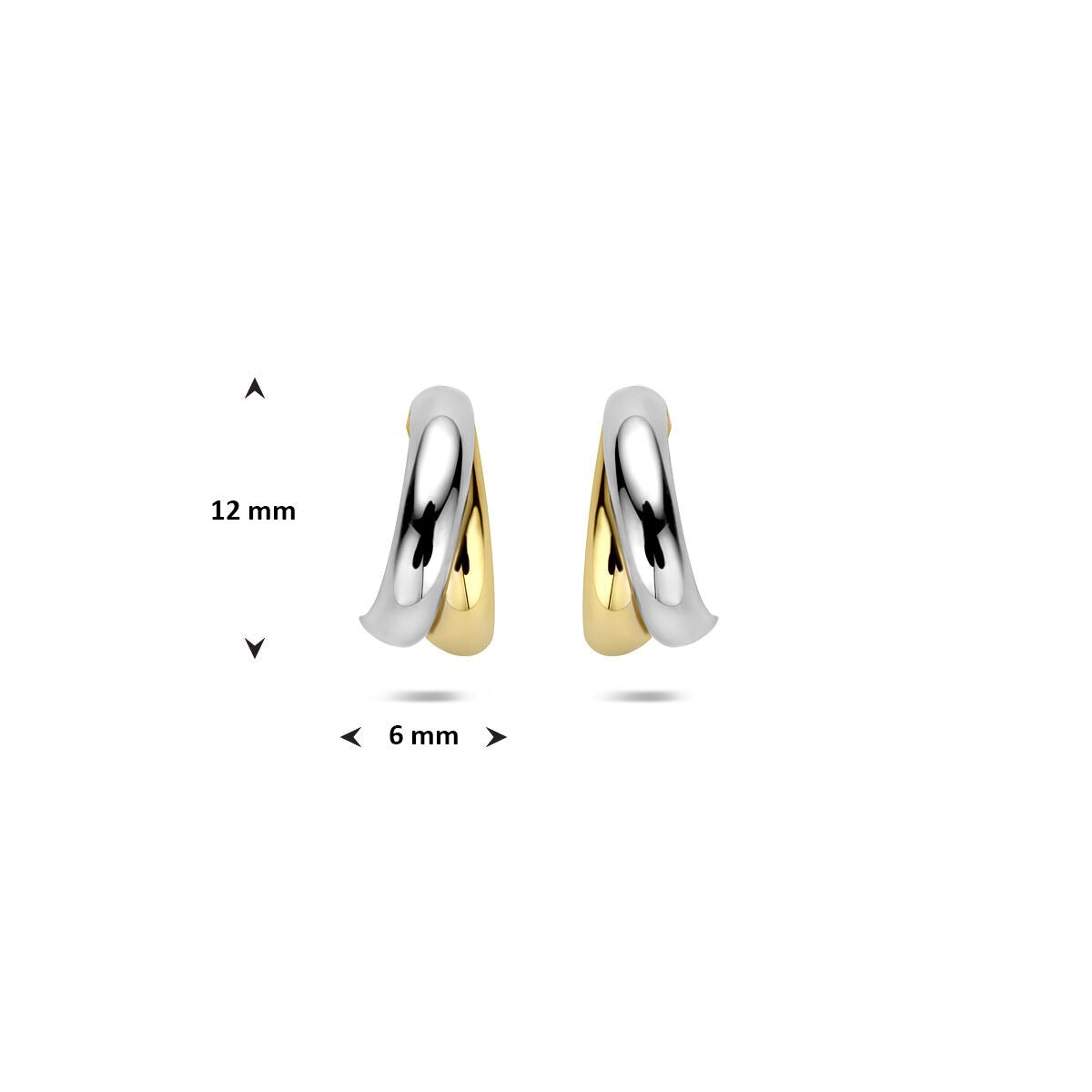 Aros de botón bicolor de 14k en oro amarillo y oro blanco