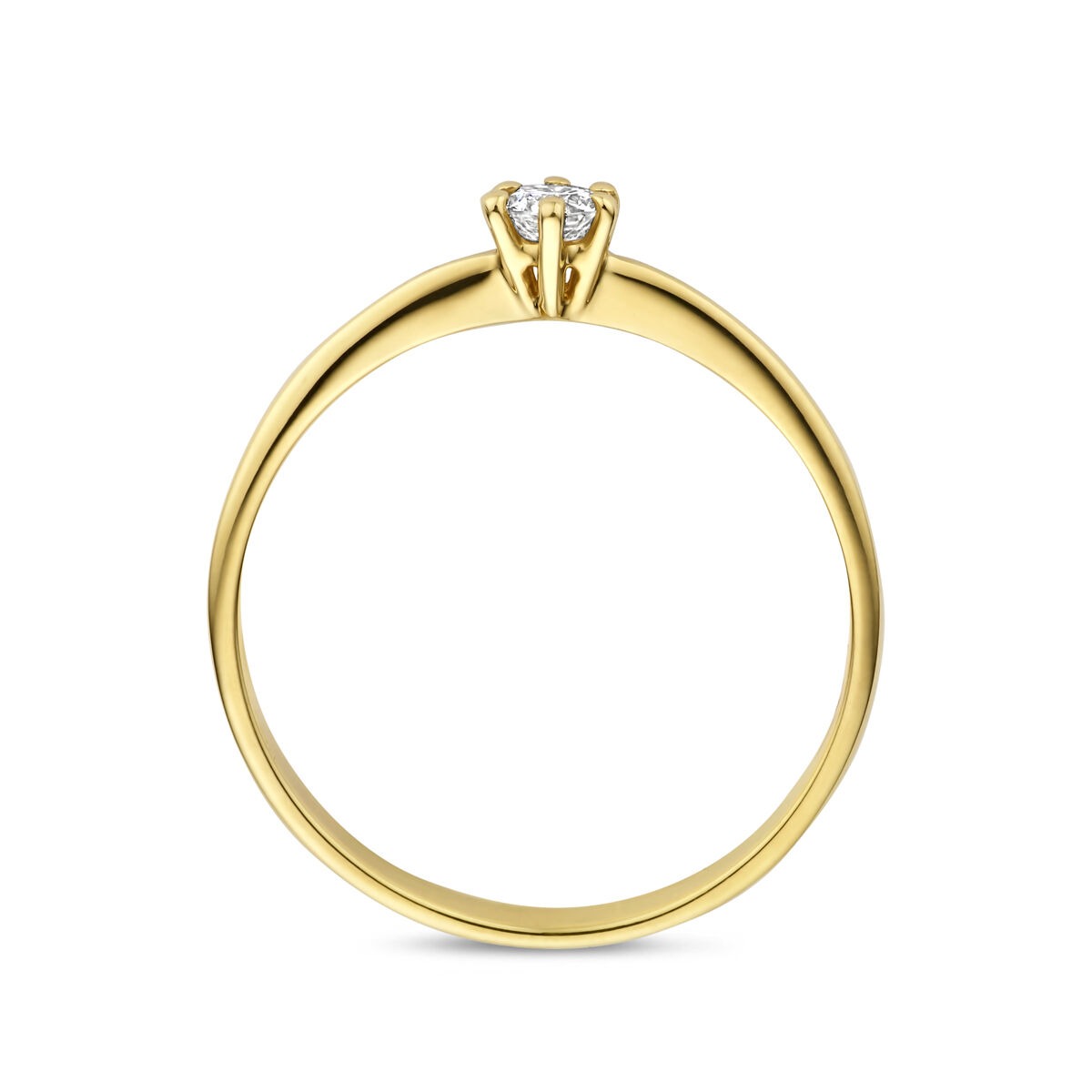Anillo de oro amarillo de 14k con diamante cultivado en laboratorio
