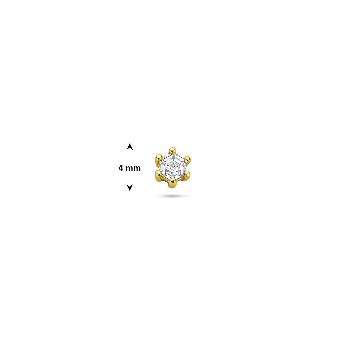 Piercing chapado en oro de plata con circonita 4 mm