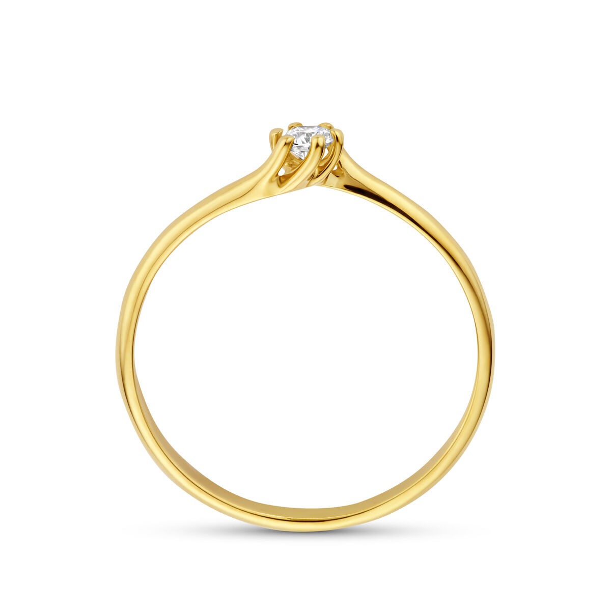Anillo de oro amarillo de 14k con diamante cultivado en laboratorio