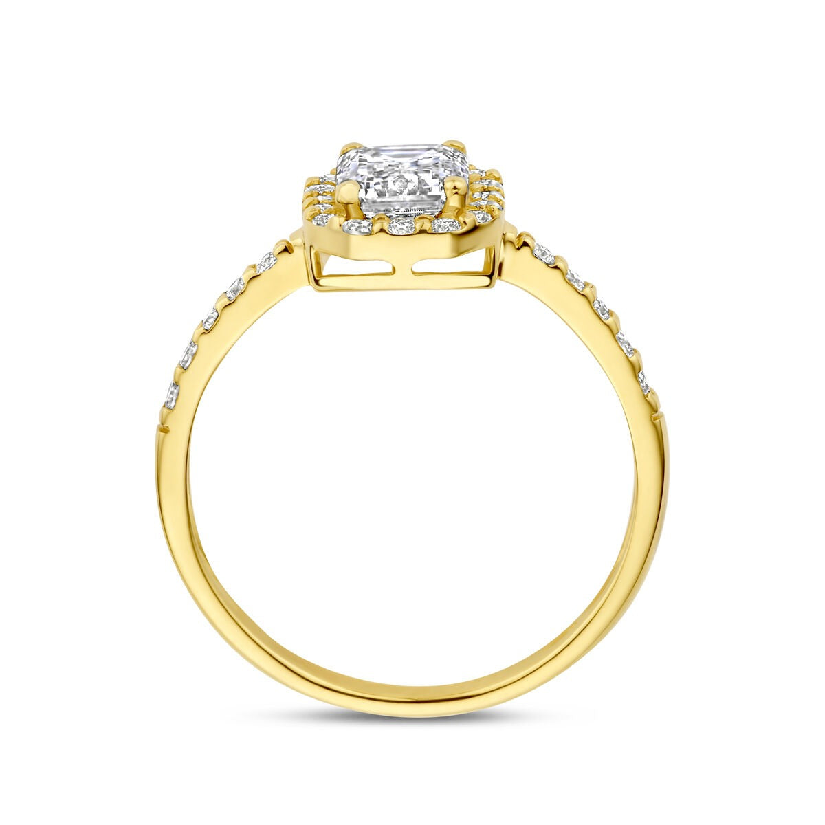 Anillo de oro amarillo de 14k con diamante lab grown corte esmeralda - incluye certificado