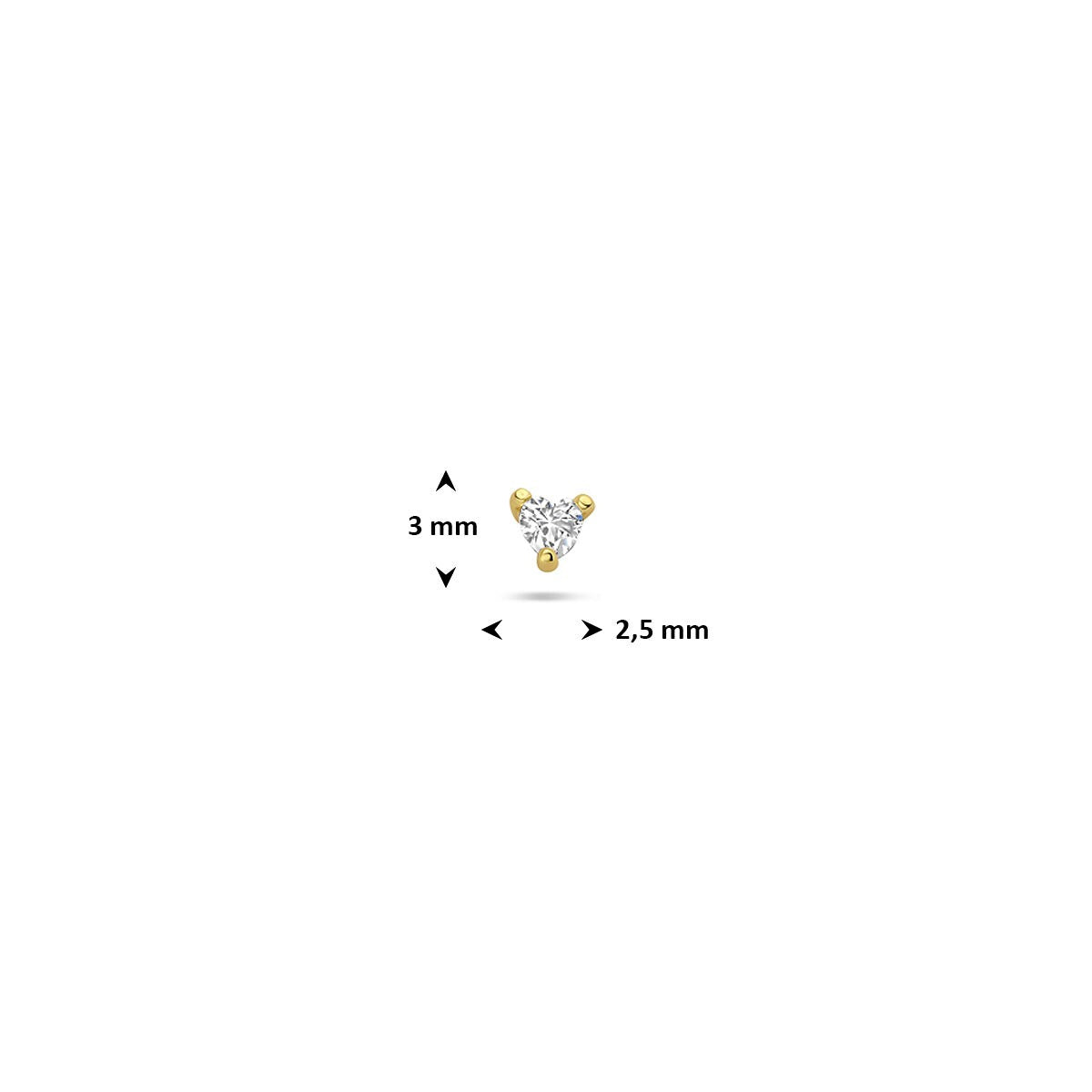 Piercing plano chapado en oro con corazón de plata con circonitas – plata 925