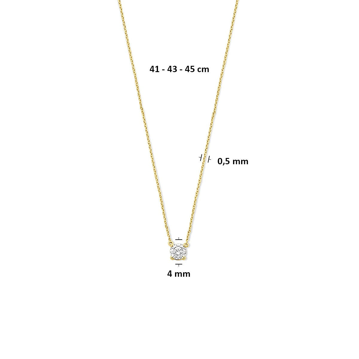 collar de oro amarillo de 14k con diamante cultivado en laboratorio