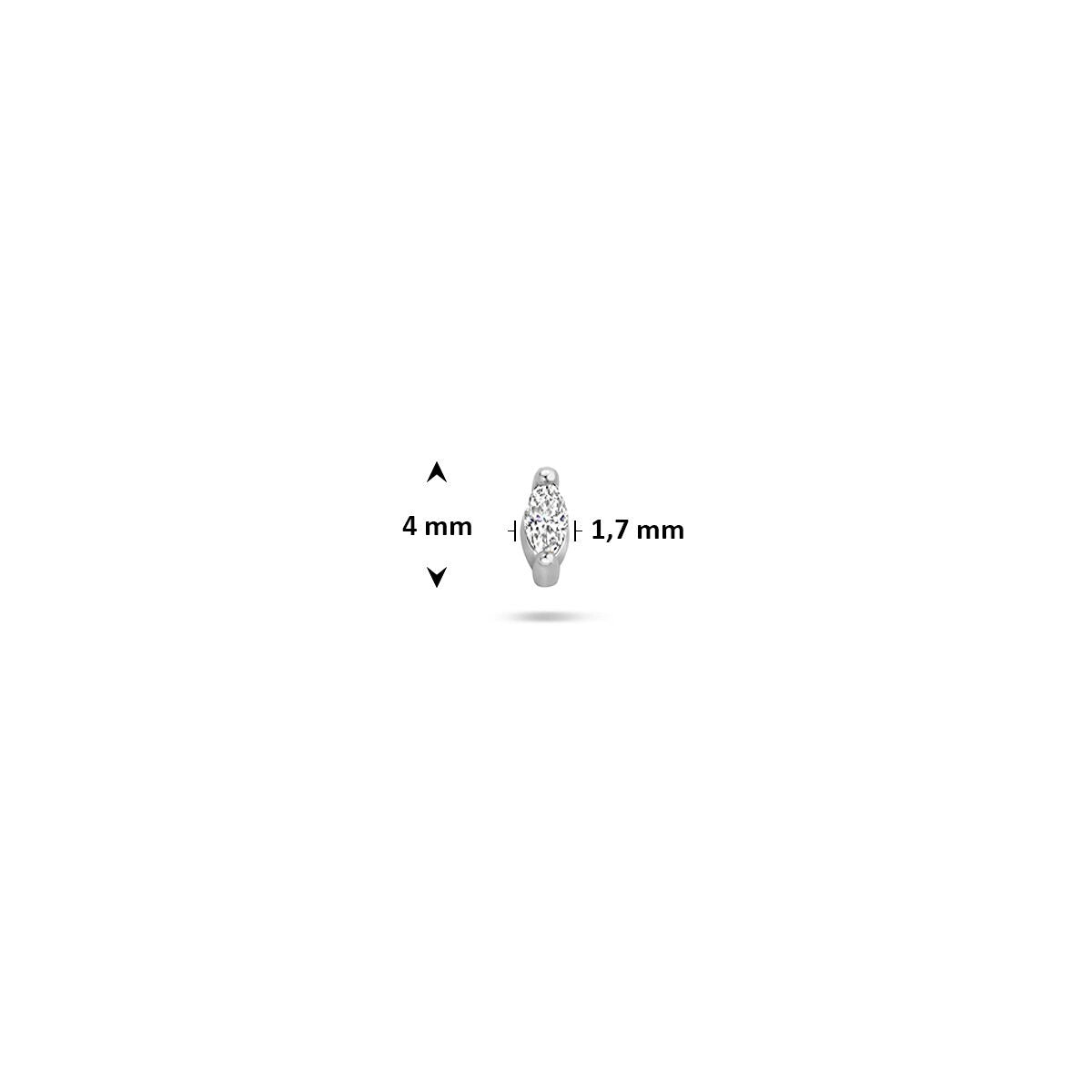 Piercing de plata rhodium con fondo plano y zirconia ovalada - plata 925
