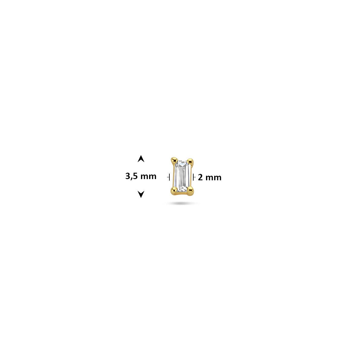 Piercing de plata chapado en oro con zircón baguette - plata 925