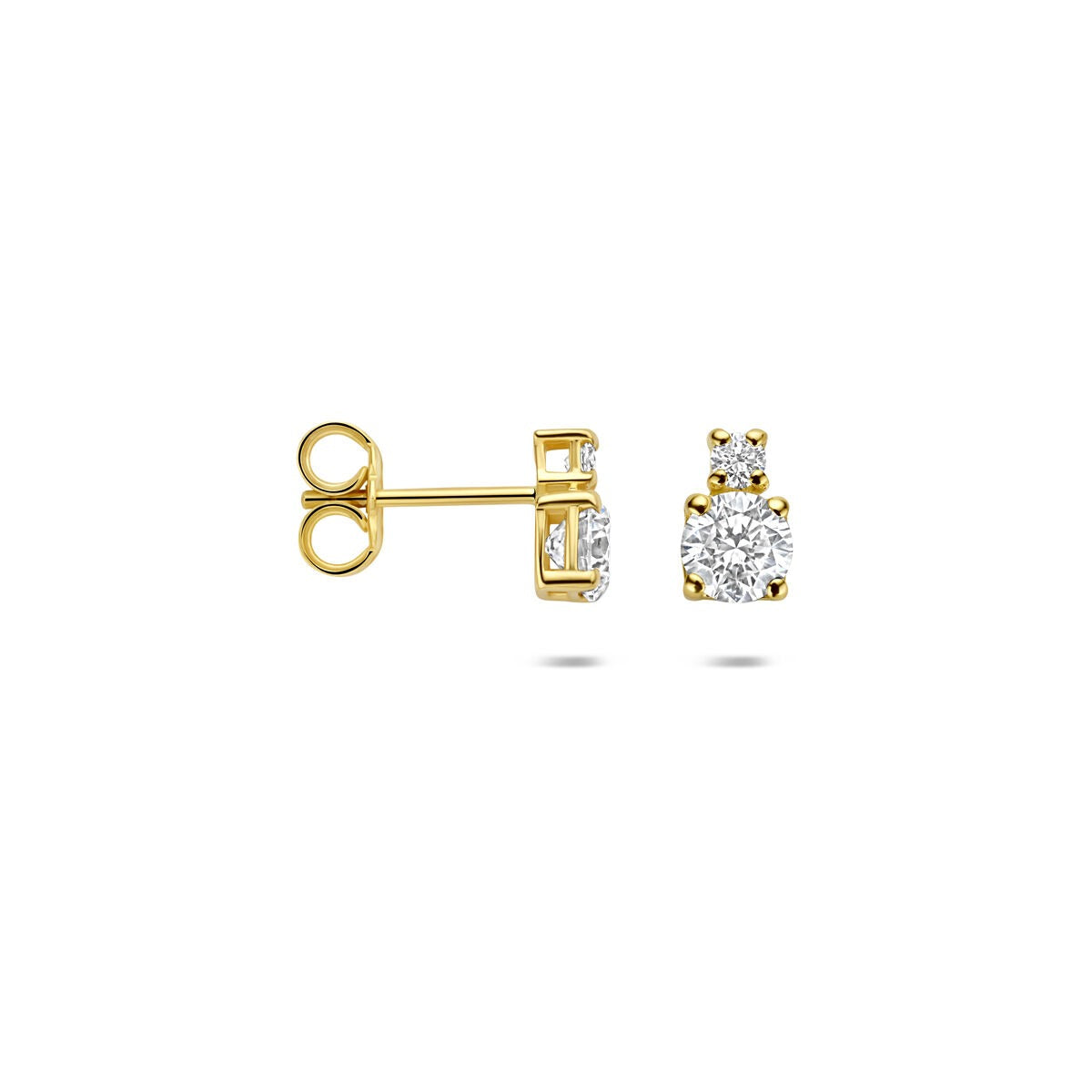 Pendientes de botón de oro amarillo con diamante cultivado en laboratorio