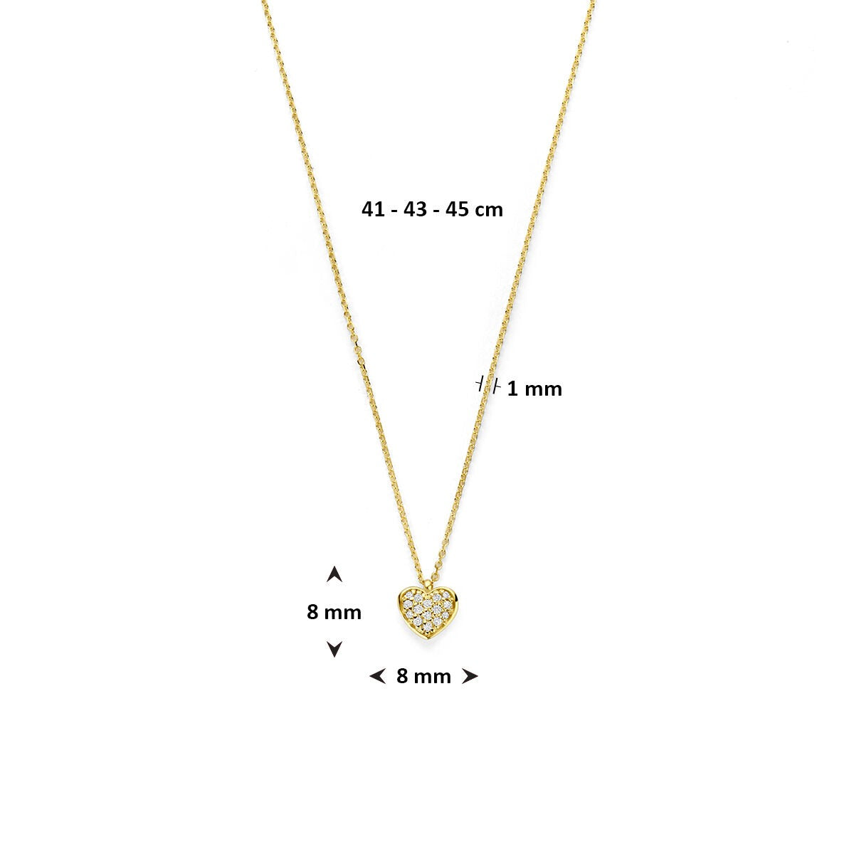 Collar de oro amarillo de 14k con corazón de diamante