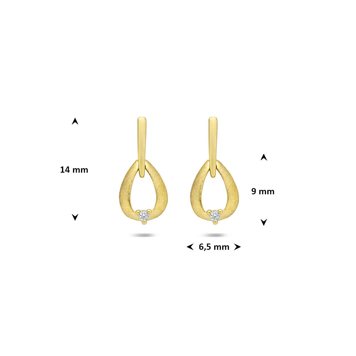 Aros de oro amarillo de 14k con diamante