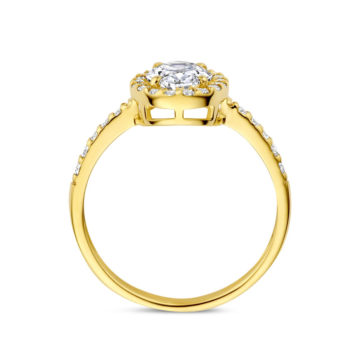 Anillo de oro amarillo de 14k con diamante lab grown ovalado - incluye certificado