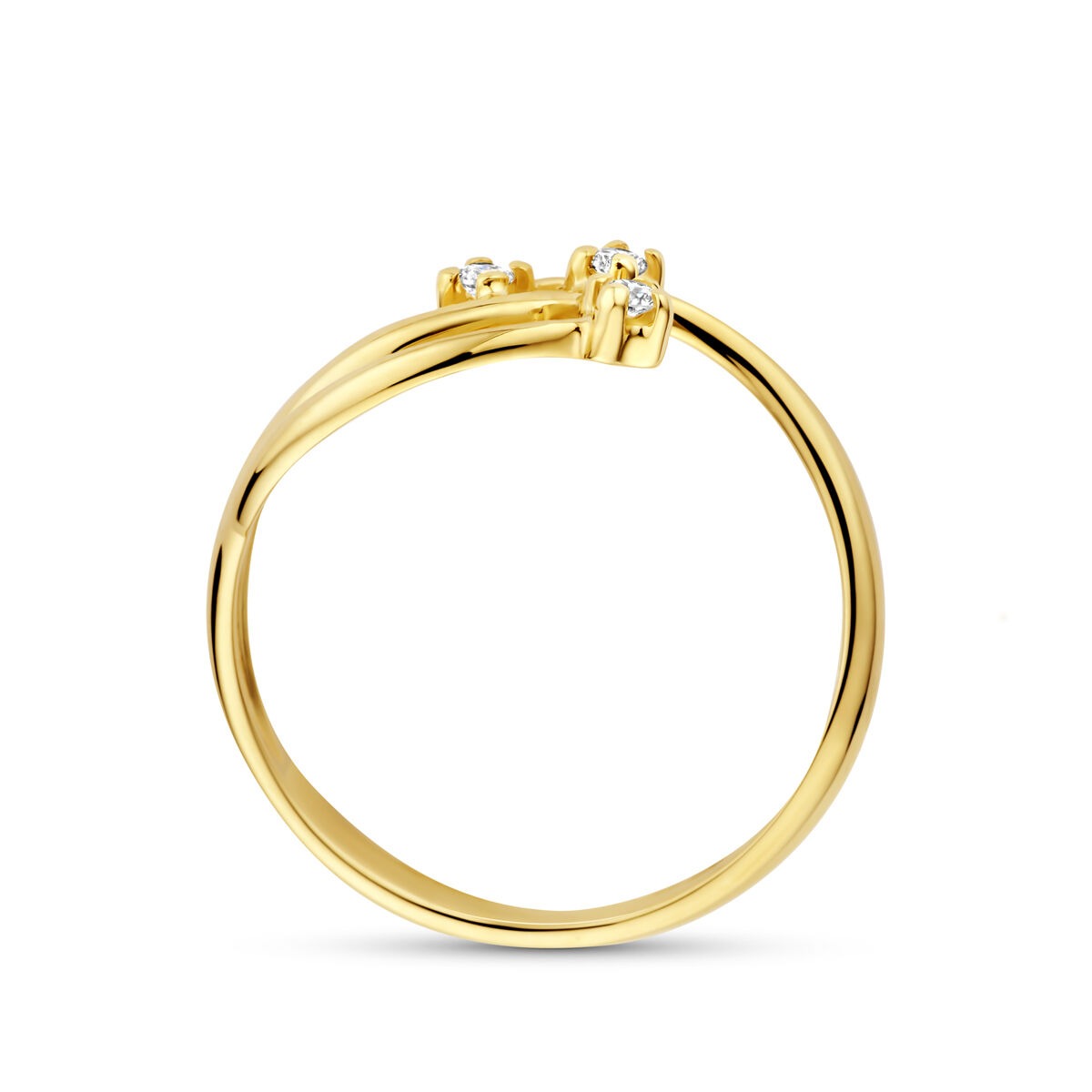 Anillo de oro amarillo de 14k con diamante cultivado en laboratorio