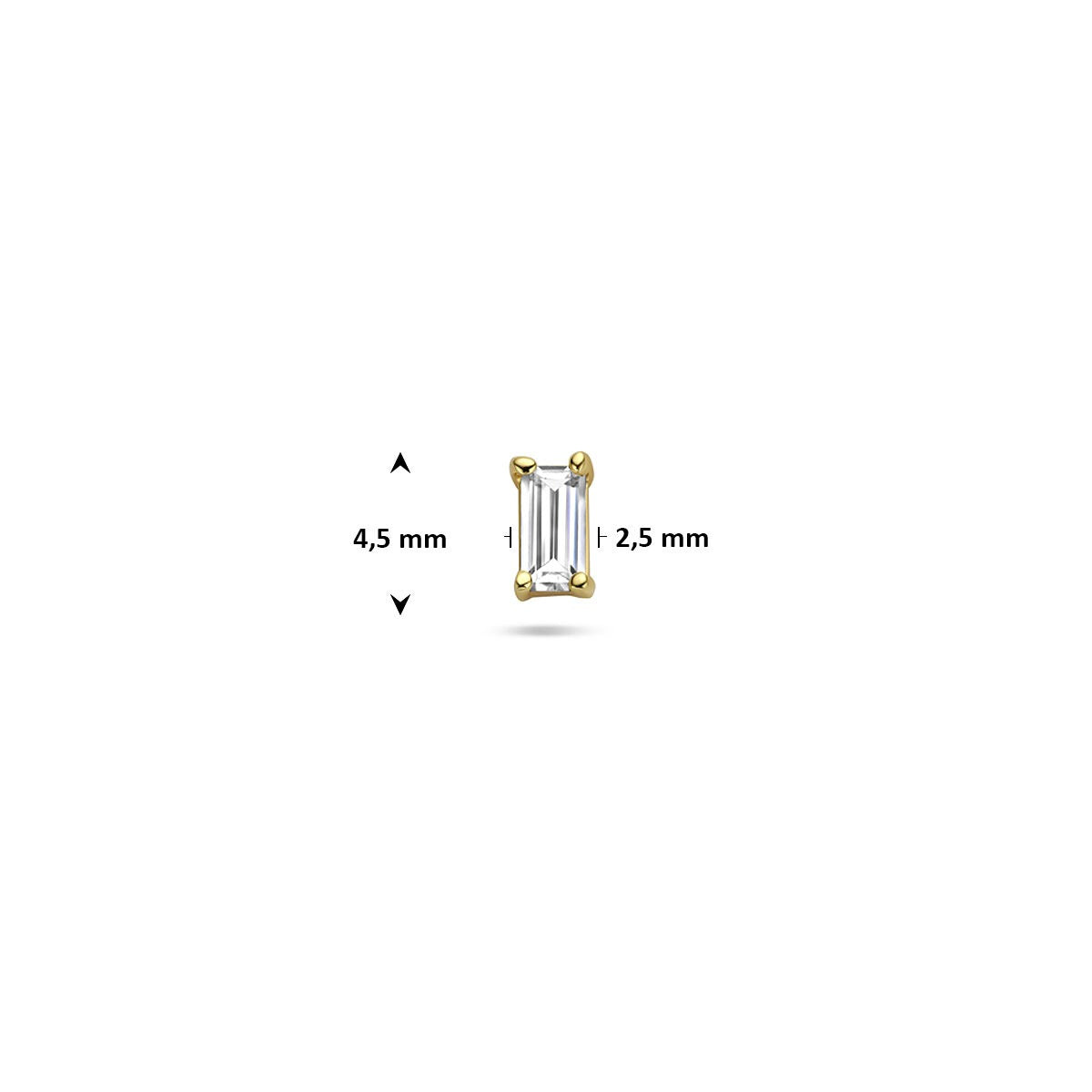 Piercing chapado en oro con fondo plano y zircón baguette - plata 925