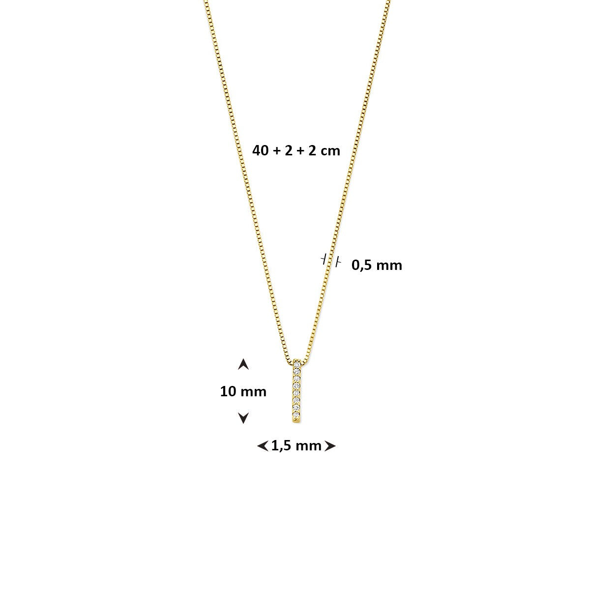 collar de oro amarillo de 14k con diamante cultivado en laboratorio