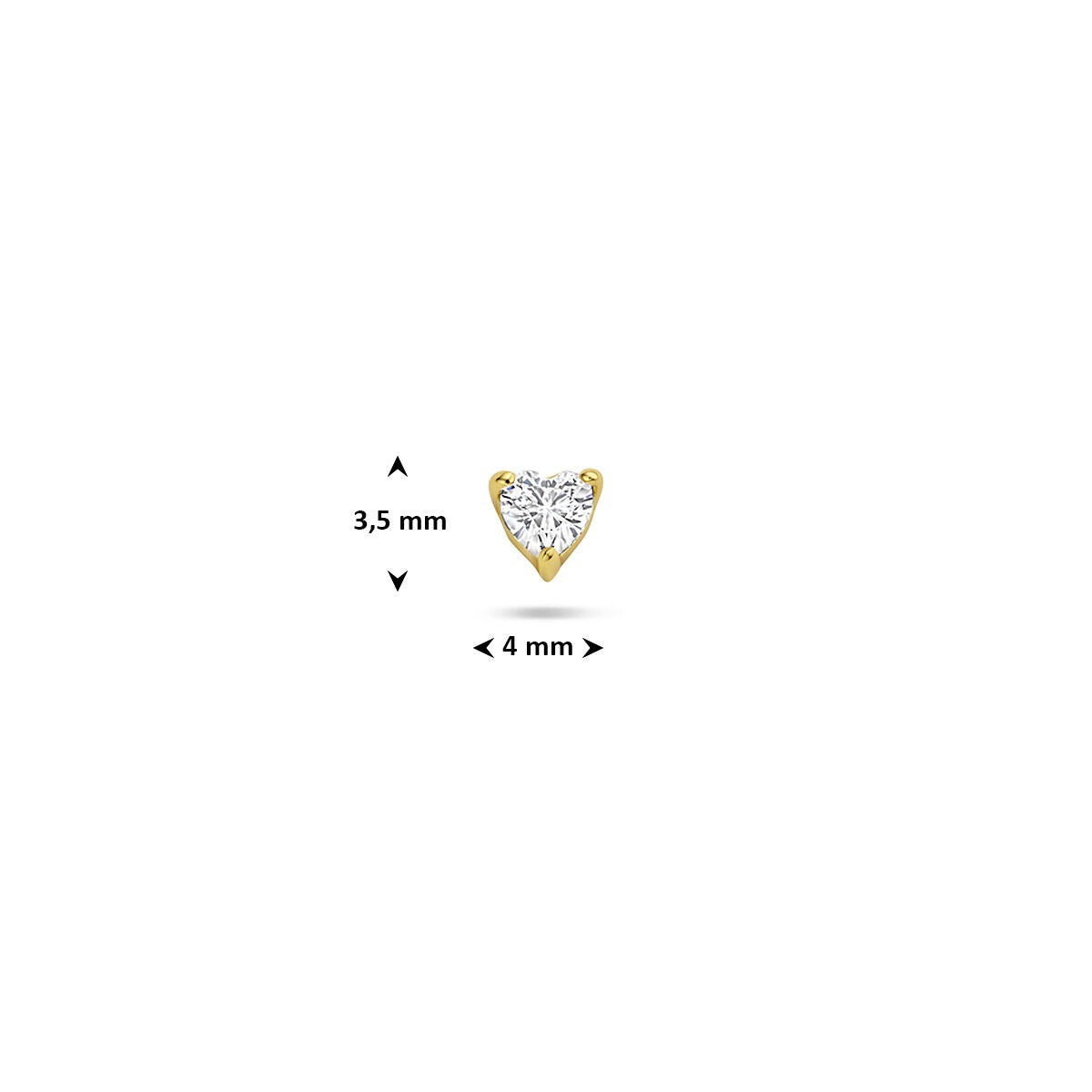 Piercing de corazón plano chapado en oro con circonitas – plata 925