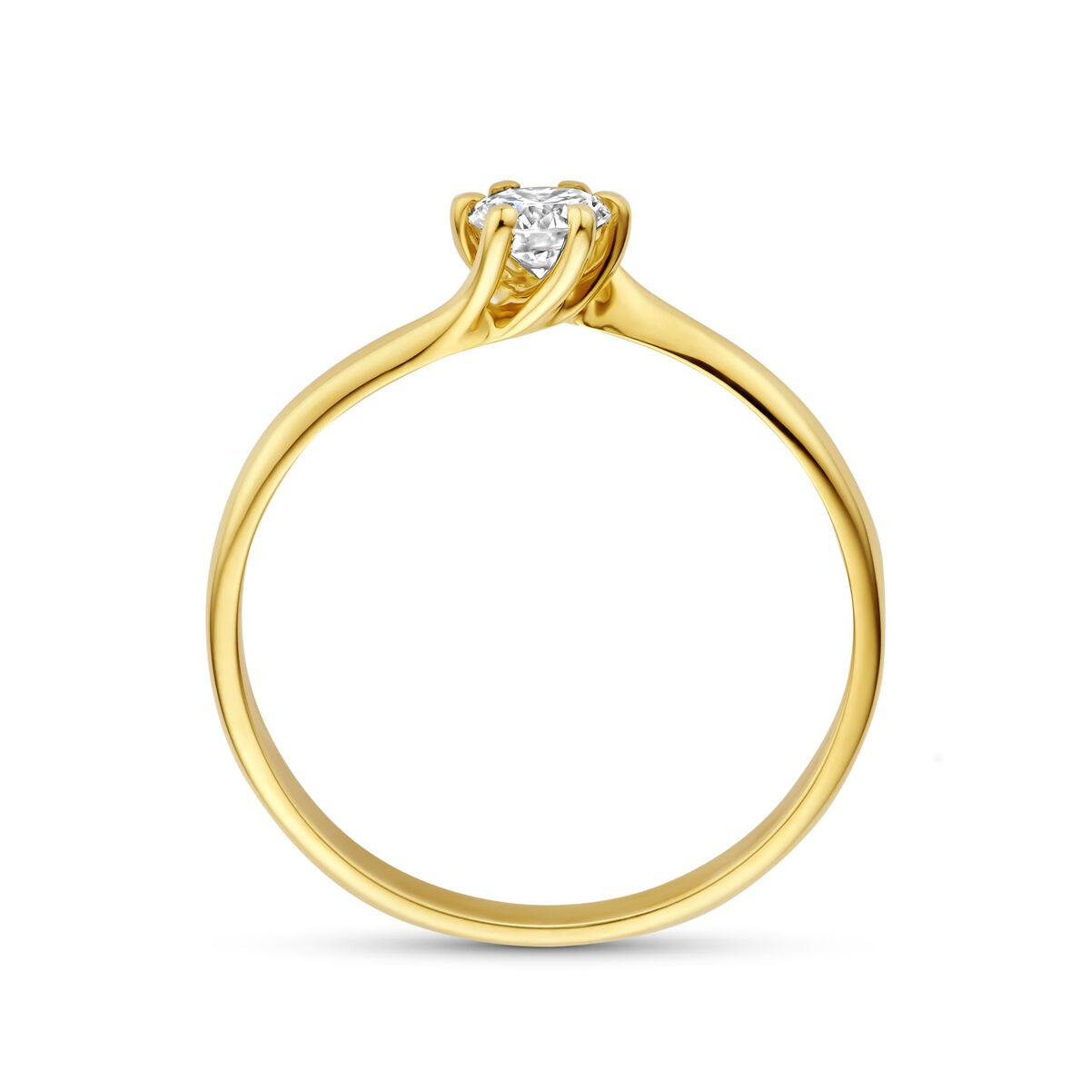 Anillo de oro amarillo de 14k con diamante cultivado en laboratorio