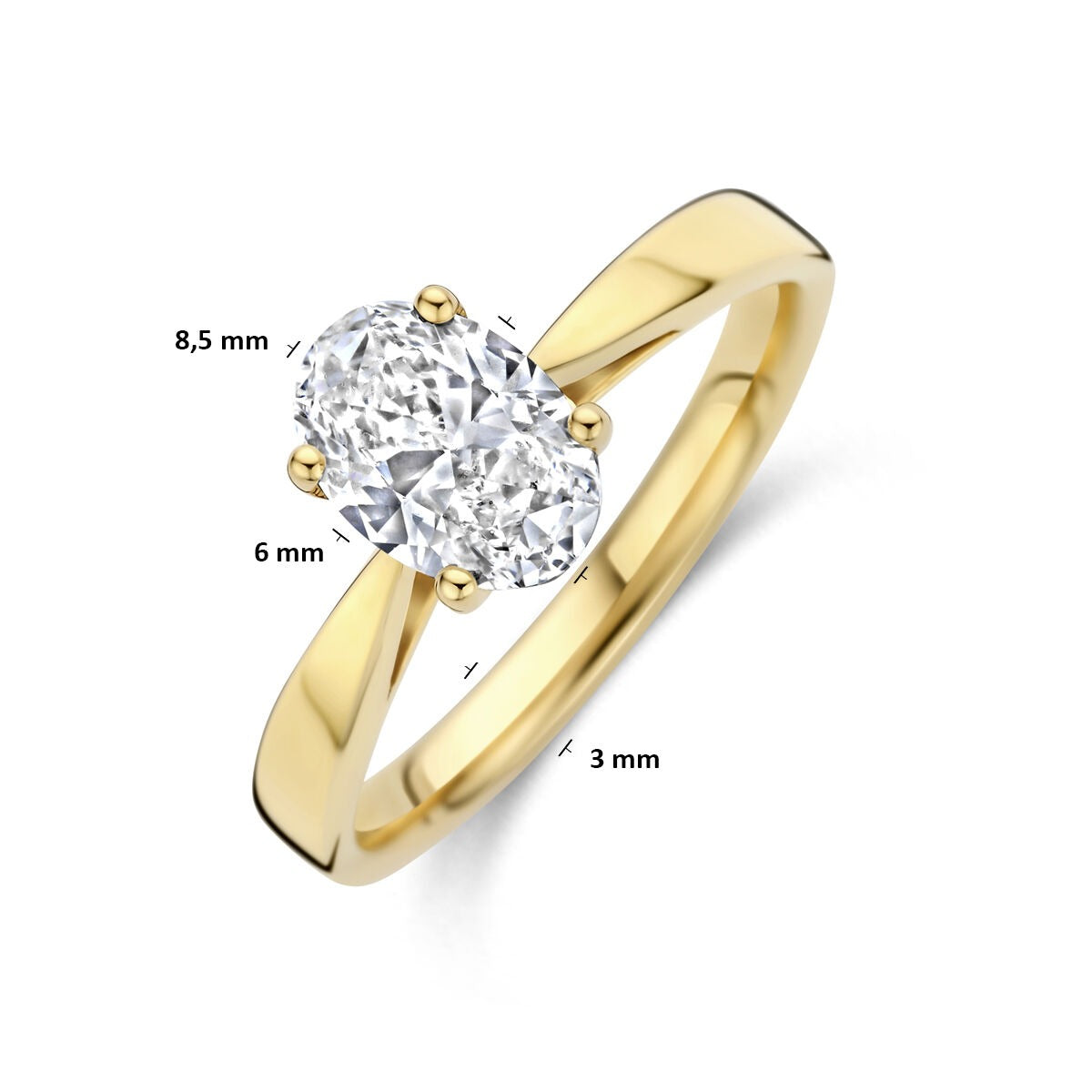 Anillo de mujer en oro amarillo de 14k con diamante cultivado en laboratorio