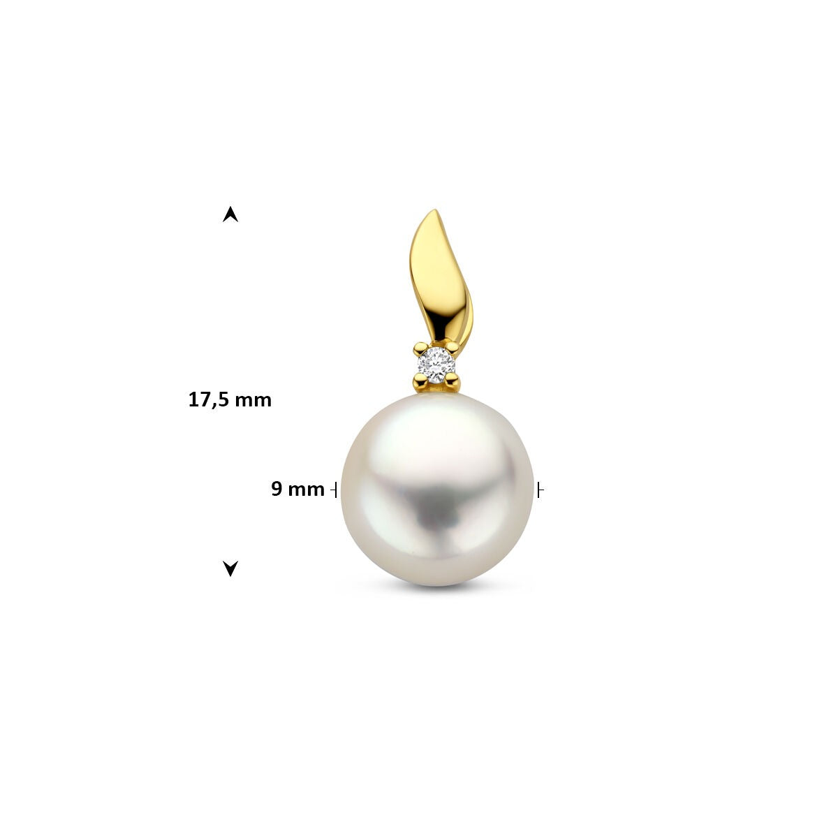 Colgante de oro con diamante y perla – 14k oro amarillo