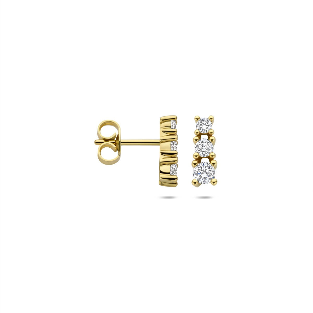 Pendientes de botón de oro con diamante cultivado en laboratorio – 14k oro amarillo