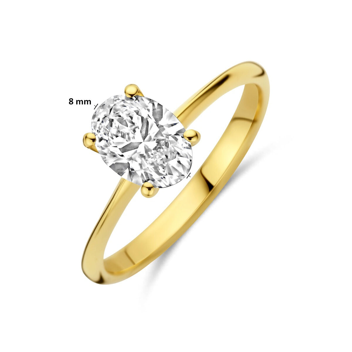 Anillo de mujer de oro amarillo de 14k con diamante cultivado en laboratorio