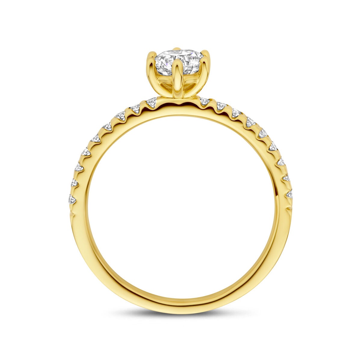 Anillo de mujer en oro amarillo con diamante cultivado en laboratorio – 14k oro amarillo