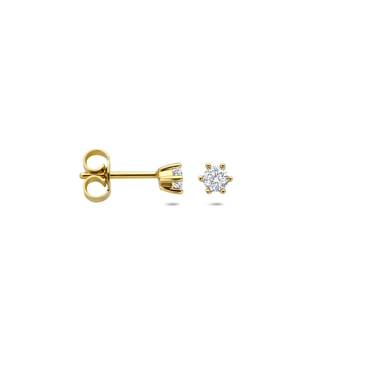 Pendientes de botón de oro con diamante cultivado en laboratorio – 14k oro amarillo