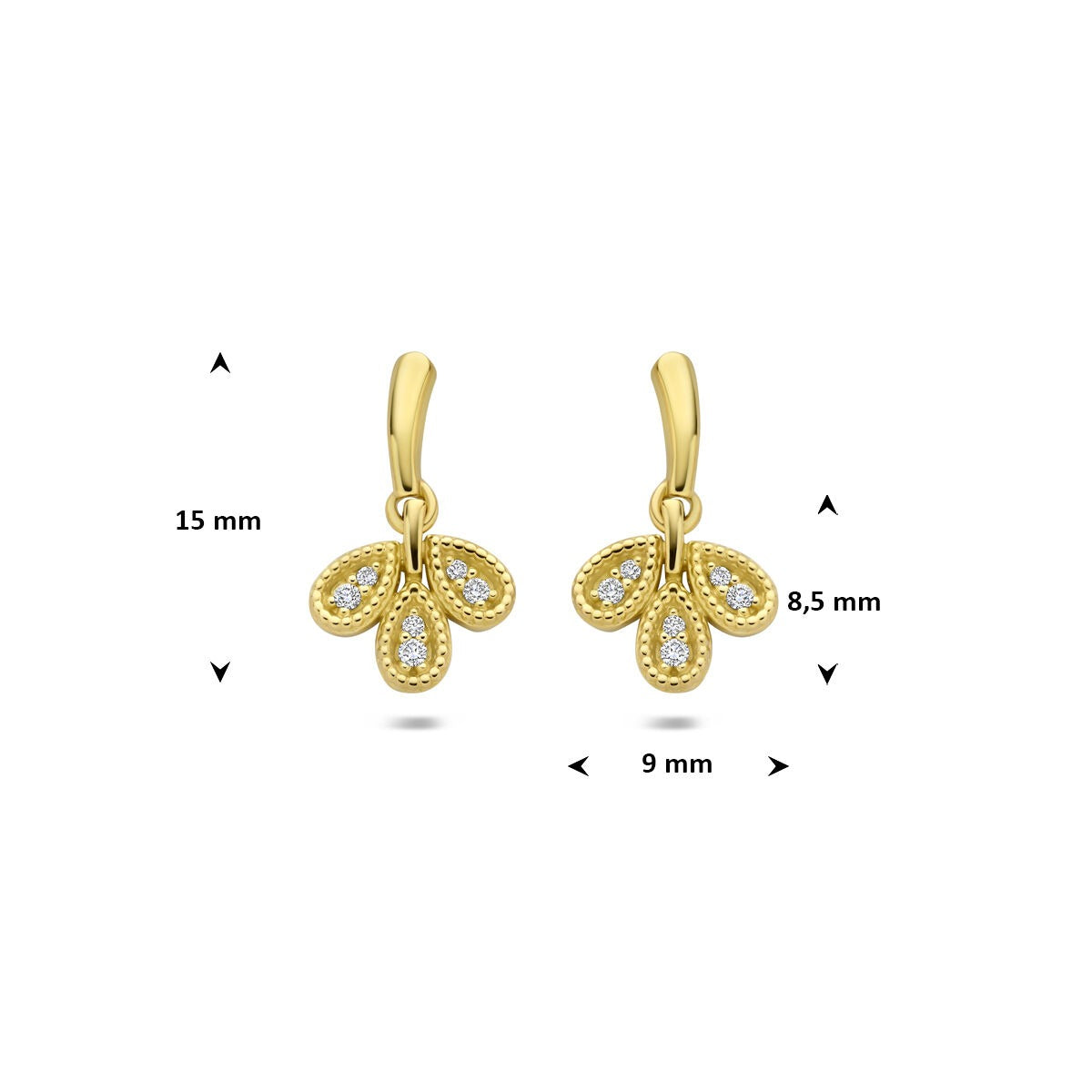 Pendientes de oro con diamante – 14k oro amarillo