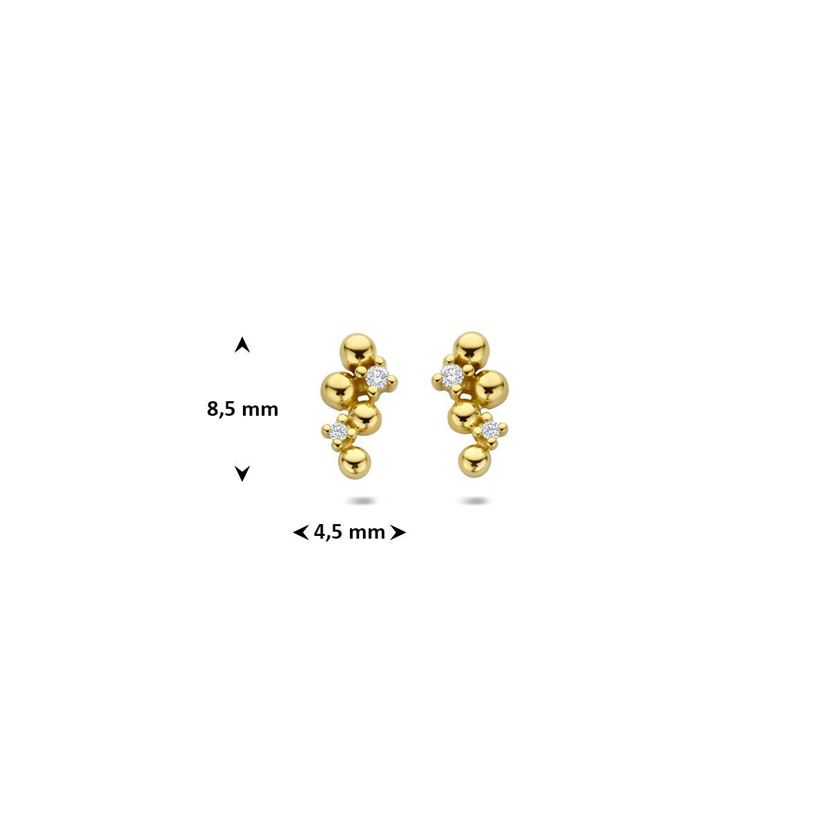 Pendientes de botón de oro con diamante – 14k oro amarillo