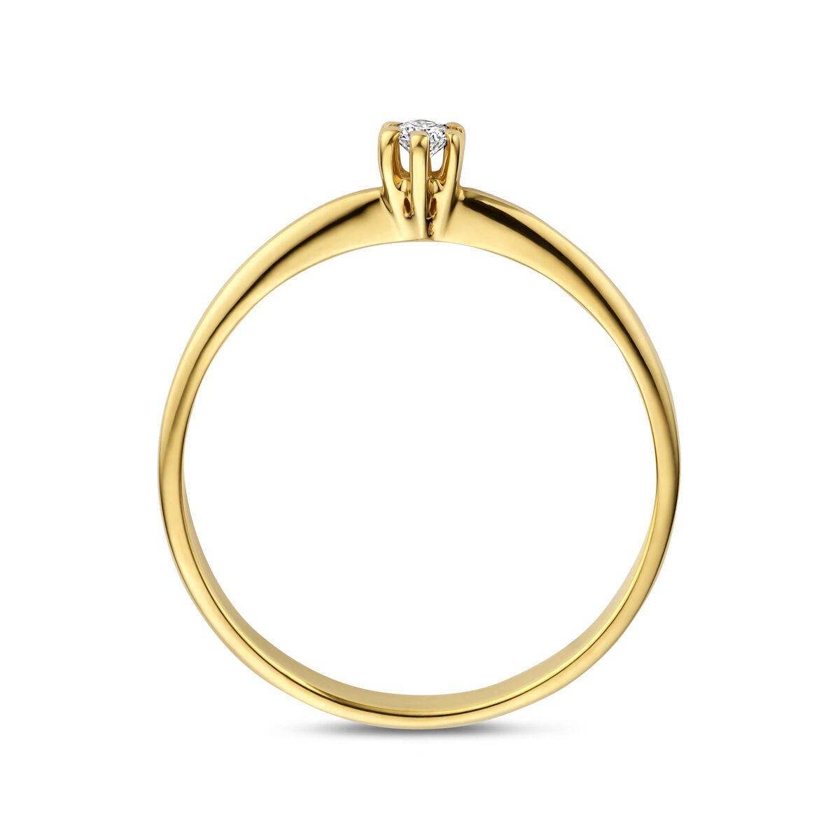 Anillo de oro amarillo de 14k con diamante cultivado en laboratorio