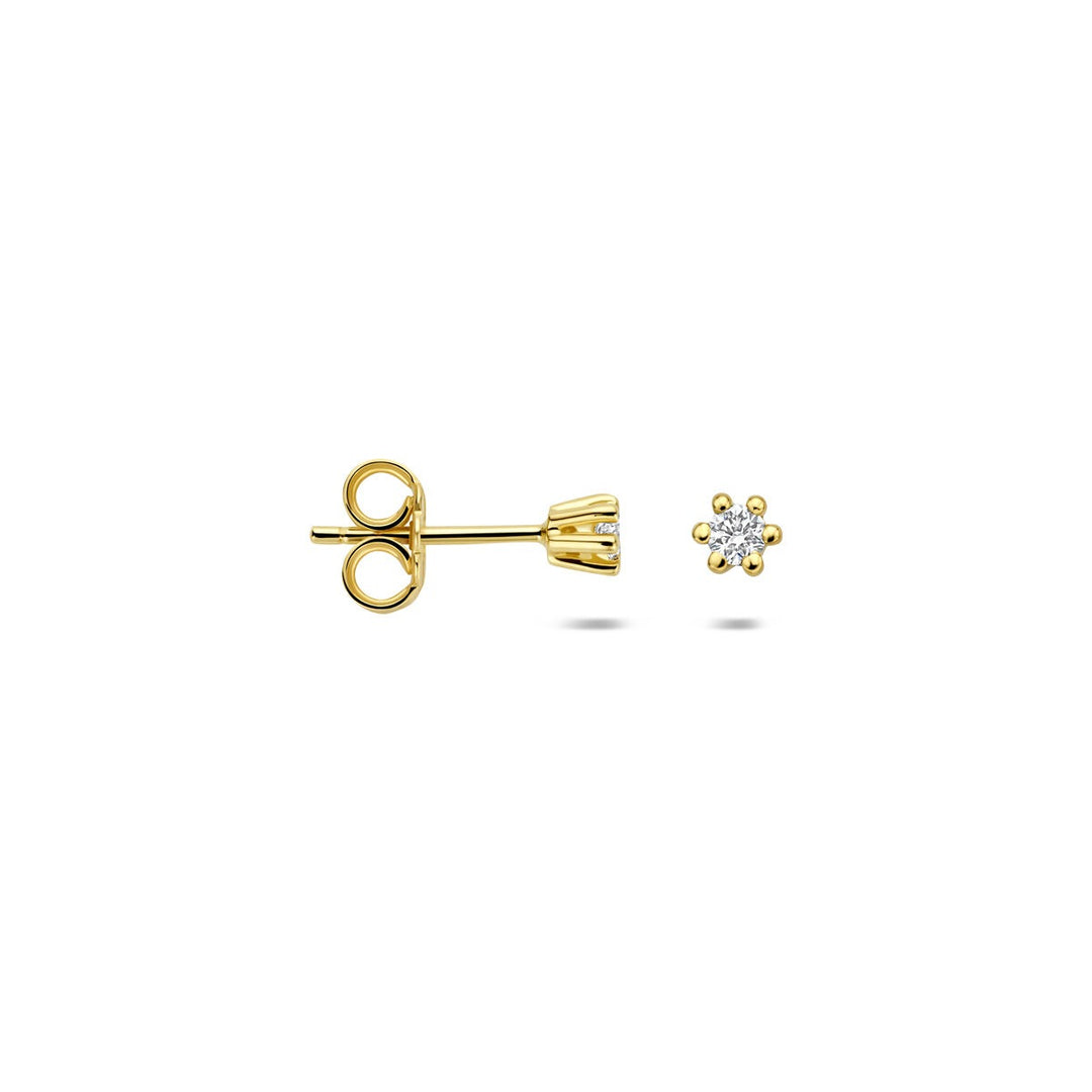14k Geelgouden oorknoppen met lab grown diamant