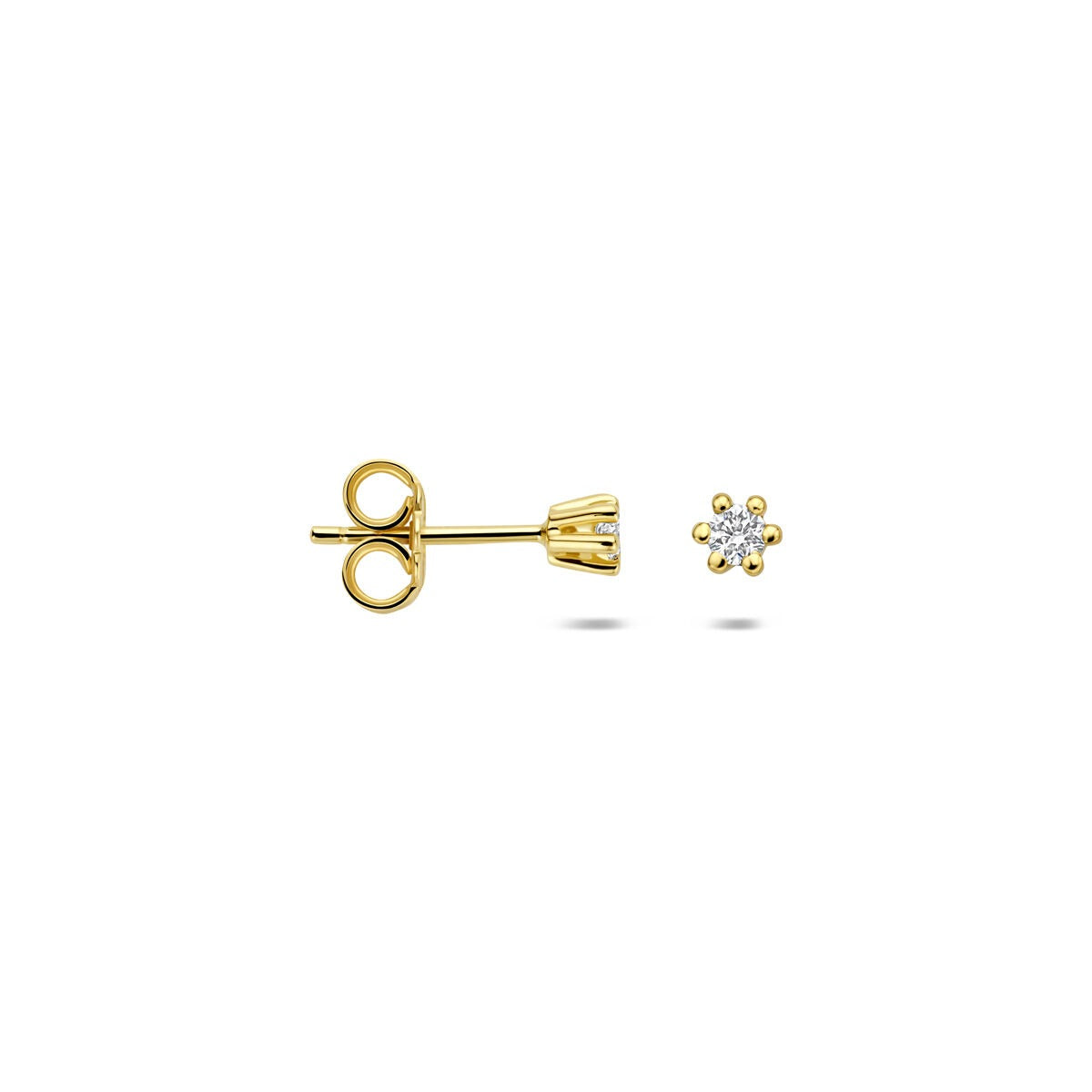 Pendientes de botón de oro amarillo con diamante cultivado en laboratorio
