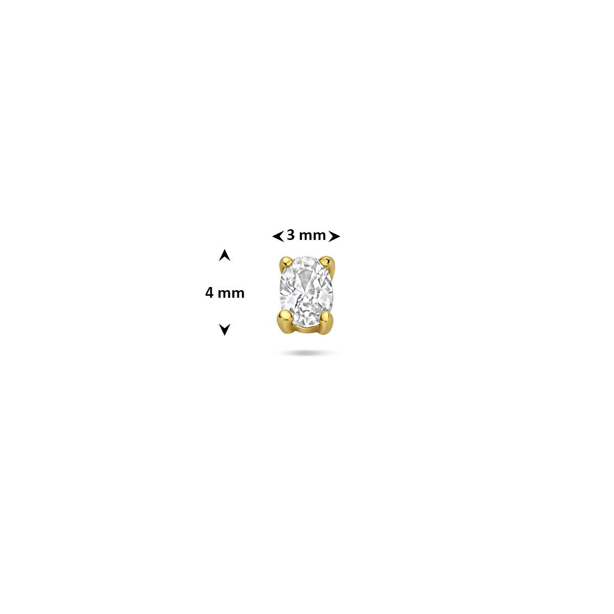Piercing chapado en oro con base plana y zirconia ovalada - plata 925