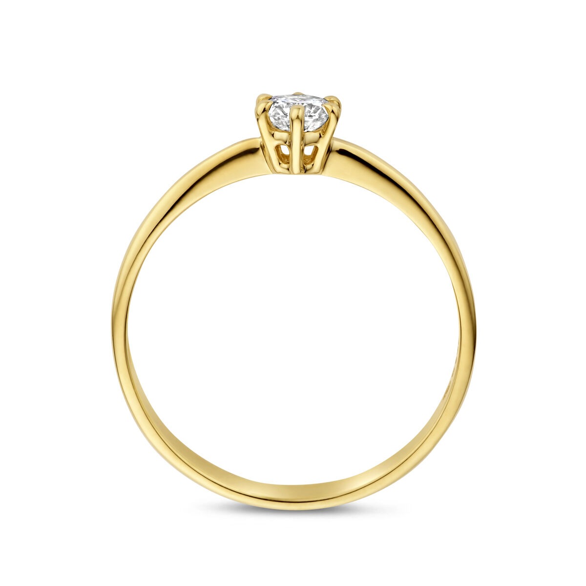Anillo de oro amarillo de 14k con diamante cultivado en laboratorio