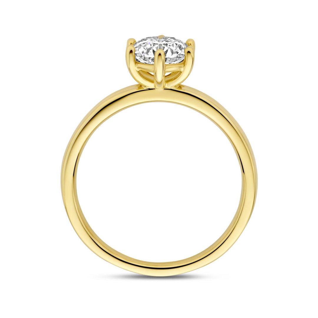Gouden dames ring met lab grown diamant – 14k geelgoud