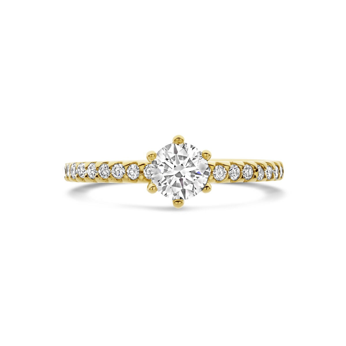 Anillo de mujer en oro amarillo con diamante cultivado en laboratorio – 14k oro amarillo