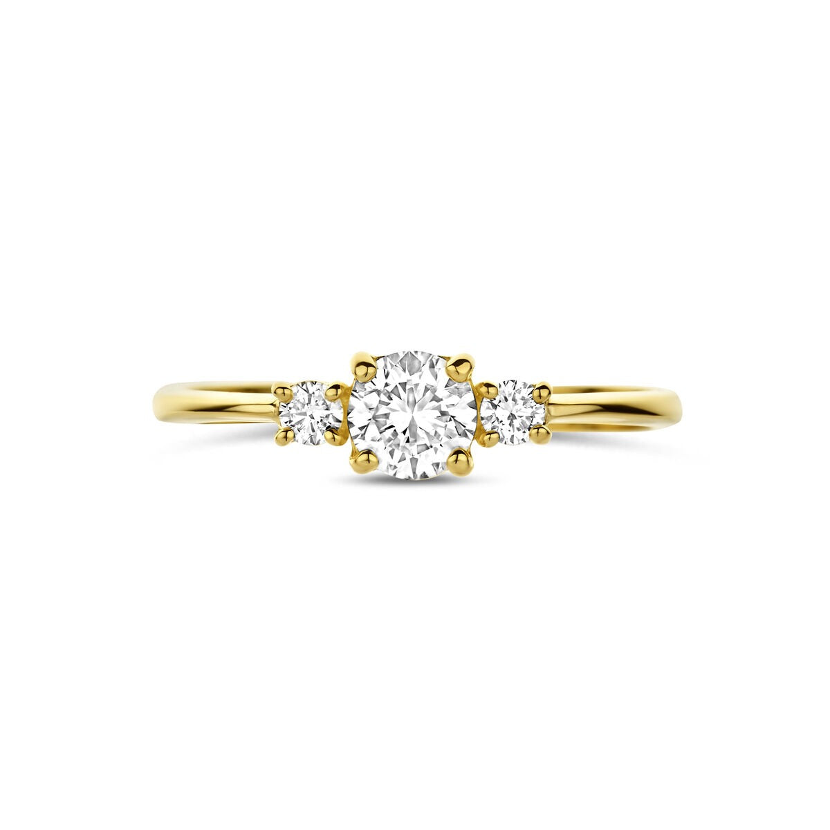 Anillo de oro amarillo de 14k con diamante cultivado en laboratorio