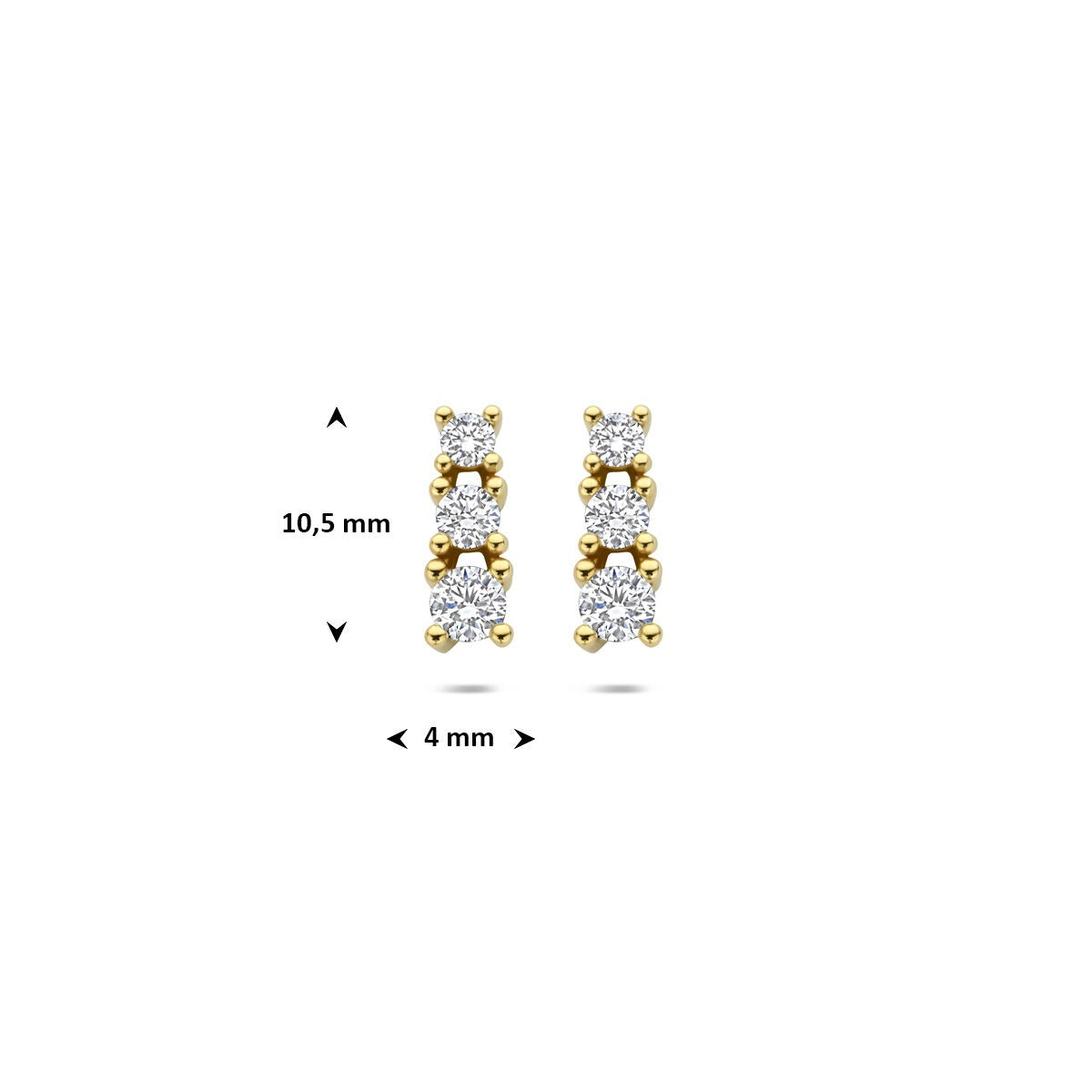Pendientes de botón de oro con diamante cultivado en laboratorio – 14k oro amarillo