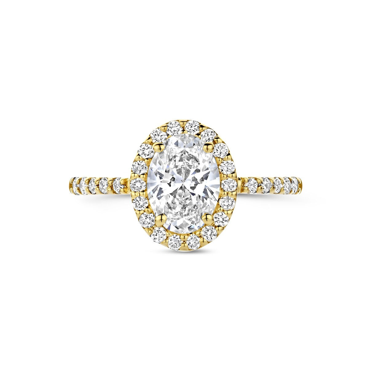 Anillo de oro amarillo de 14k con diamante lab grown ovalado - incluye certificado