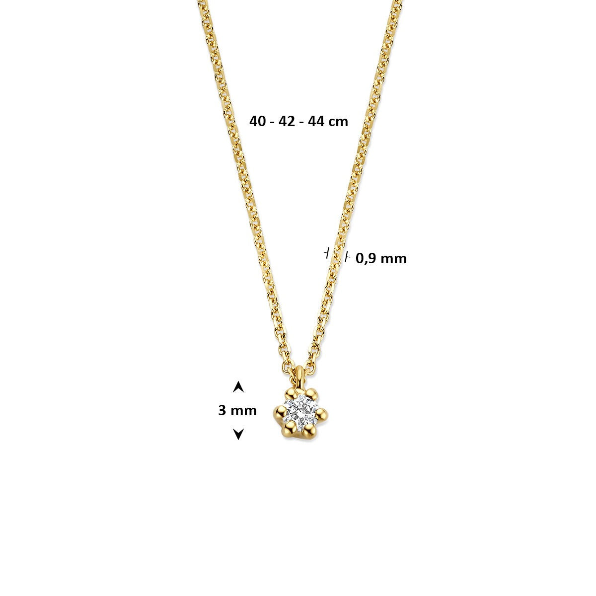 Collar de oro amarillo de 14k con diamante cultivado en laboratorio