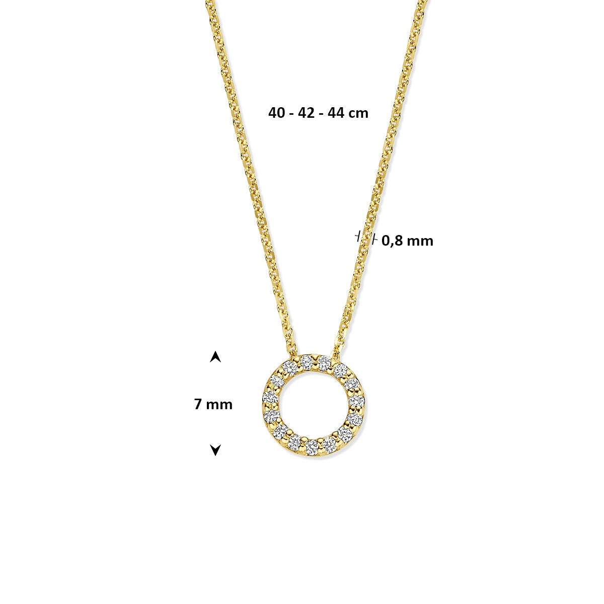 Collar de oro amarillo de 14k con diamante cultivado en laboratorio