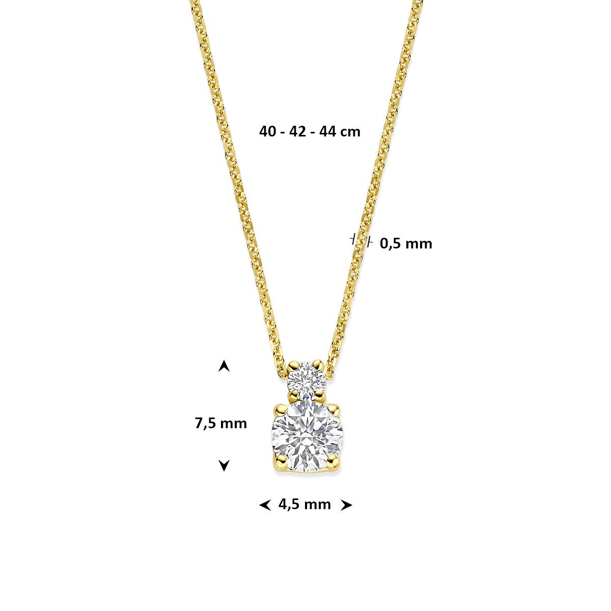 Collar de oro amarillo de 14k con diamante cultivado en laboratorio