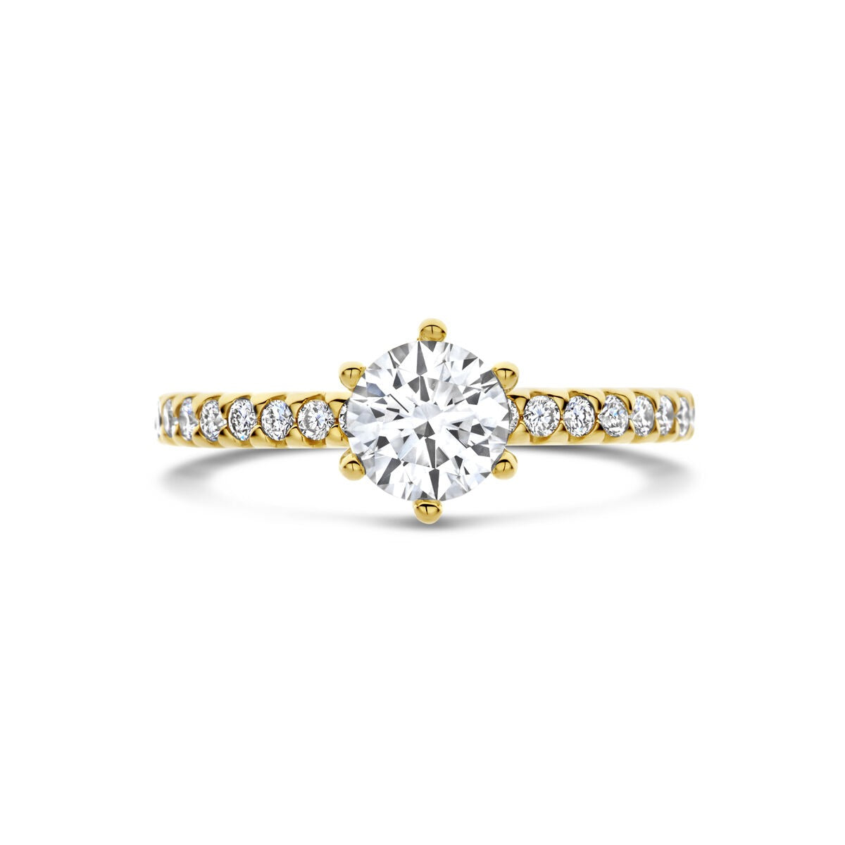 Anillo de mujer en oro amarillo con diamante cultivado en laboratorio – 14k oro amarillo