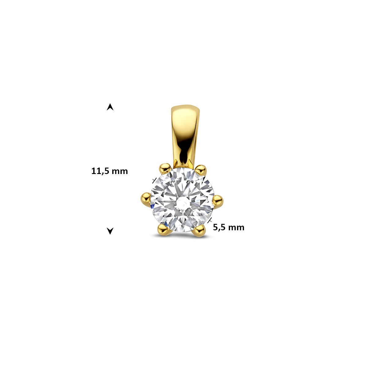 colgante de oro amarillo con diamante cultivado en laboratorio